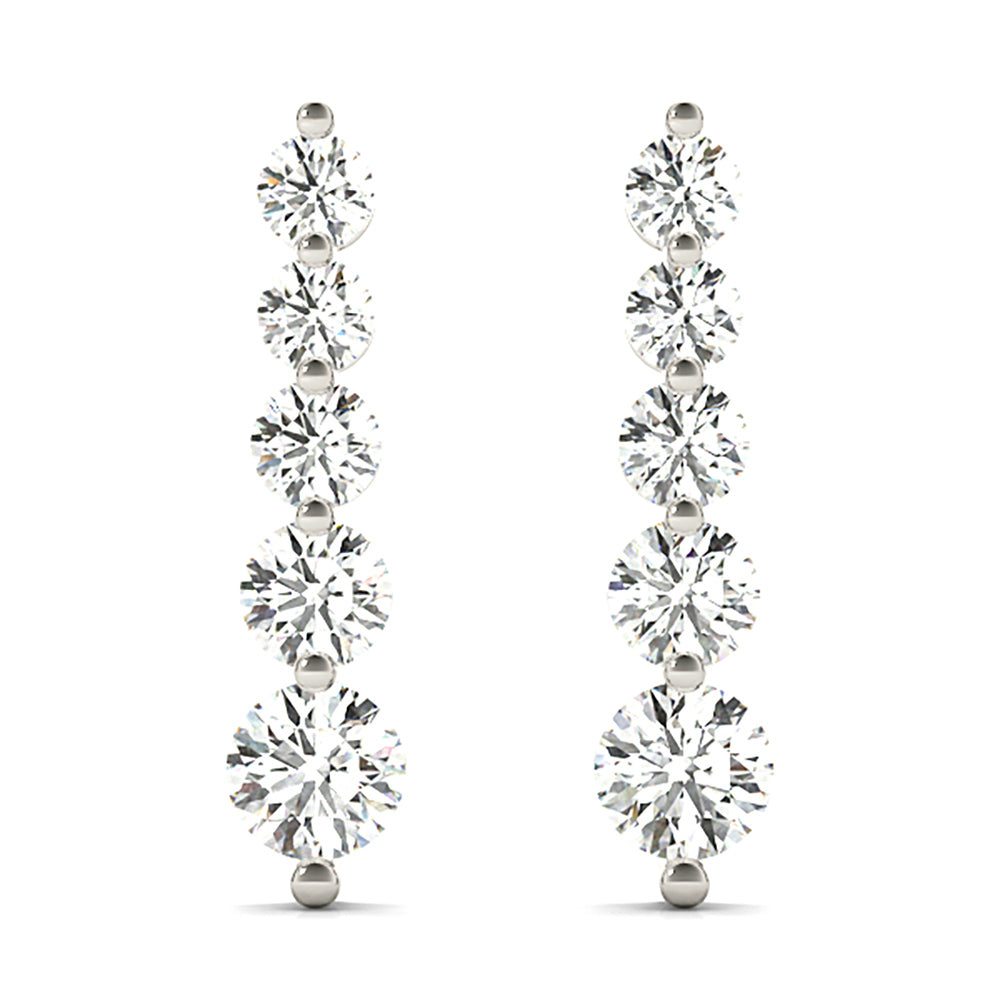 2.00 ctw Diamond Drop Earrings Journey Style-VIRABYANI